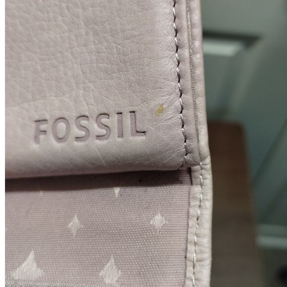 Vintage Fossil Marlow Light Purple Genuine Leather Tri-Fold Flip Clutch Wallet - Picture 4 of 9